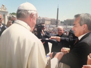 giving the certificate to pope